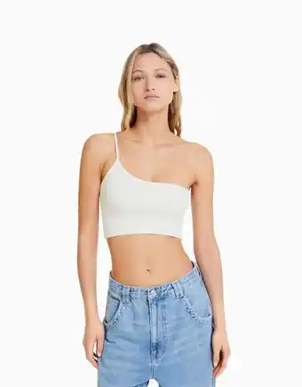 Bershka Crop top com alça assimétrica promoção