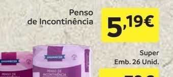 Amanhecer Pensos de incontinencia promoção