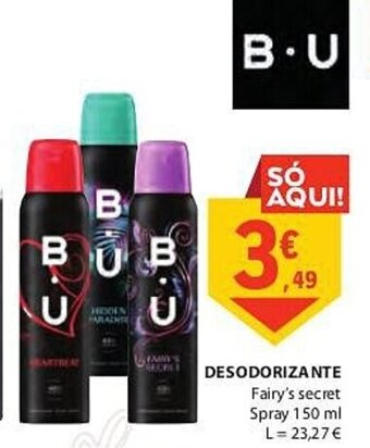 E.Leclerc DESODORIZANTE Fairy's secret Spray 150 ml promoção