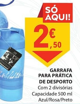 E.Leclerc GARRAFA PARA PRÁTICA DE DESPORTO Com 2 divisórias Capacidade 500 ml Azul/Rosa/Preto promoção