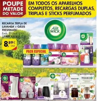 Pingo Doce Recarga Tripla de Lavanda + Oãsis Freshmatic 3 Unid promoção