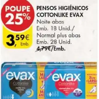 Pingo Doce Pensos Higiénicos Cottonlike Evax 18 Unid promoção