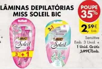 Pingo Doce Lâminas Depilatórias Miss Soleil Bic Sensitive 3 Unid promoção