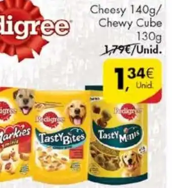 Pingo Doce Pedigree Cheesy 140g/ Chewy Cube 130g promoção