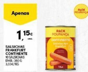 Continente SALSICHAS FRANKFURT CONTINENTE 10 SALSICHAS EMB: 380 G promoção