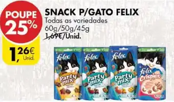 Pingo Doce Snack P/Gato Felix 60g/50g/45g promoção