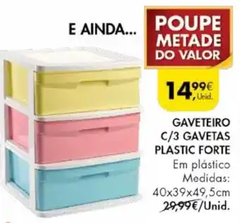 Gaveteiro C/3 Gavetas Plastic Forte 40x39x49,5cm