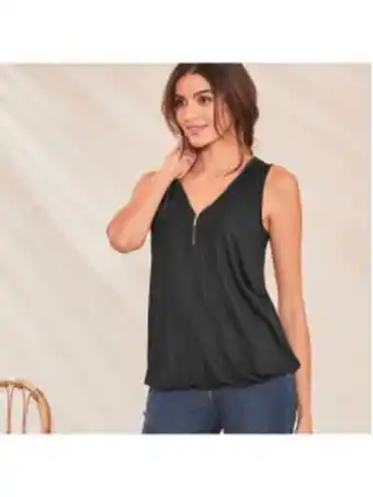 T-shirt sem mangas com fecho-éclair