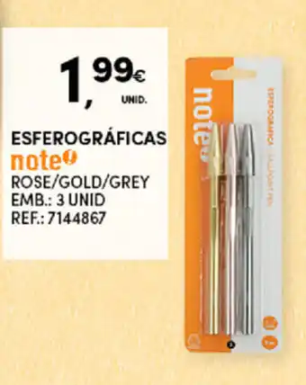 Continente Esferográficas note 3 Unid promoção
