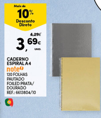 Continente Caderno Espiral A4 note promoção