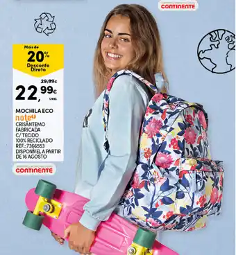 Continente Mochila Eco note promoção