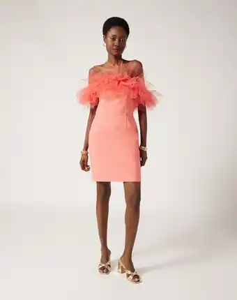 Naf Naf Vestido fiesta tutu color coral promoção