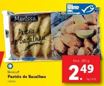Lidl Pastel de bacalhau monissa promoção