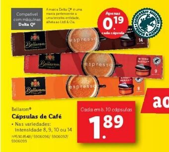 Lidl Cápsulas de café bellarom promoção