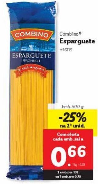 Lidl Esparguete combino promoção