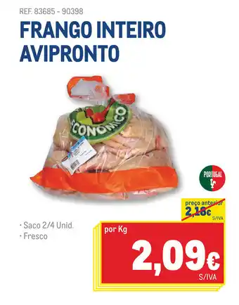 Makro FRANGO INTEIRO AVIPRONTO • Saco 2/4 Unid. promoção