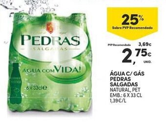 Continente ÁGUA C/ GÁS PEDRAS SALGADAS NATURAL, PET EMB.: 6 X 33 CL promoção