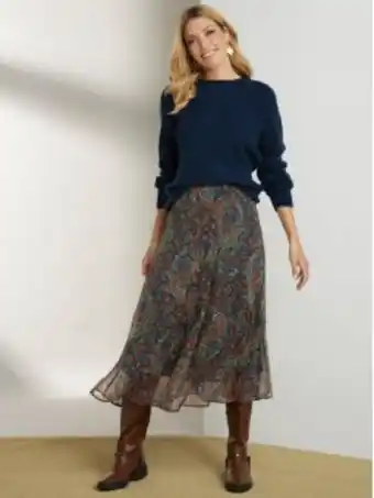 Saia estampada com godé lateral forrada
