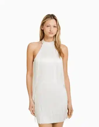 Bershka Vestido mini decote halter franjas promoção