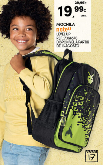 Continente Mochila note Level Up promoção
