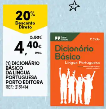 Continente Dicionário Básico da Lingua Portuguesa Porto Editora promoção