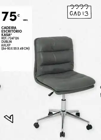 Continente Cadeira Escritório Kasa 84-93x55x49cm promoção