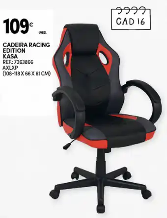 Continente Cadeira Racing Edition Kasa 108-118x66x61cm promoção