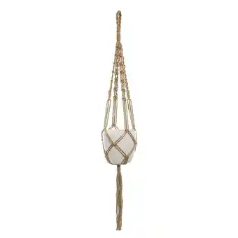 Hôma Vaso suspenso branco em cerâmica e juta 74cm promoção