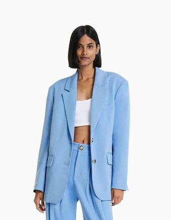 Bershka Blazer tailoring loose fit corte feminino promoção