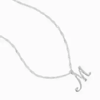 Claire's Silver large script initial pendant necklace - m promoção