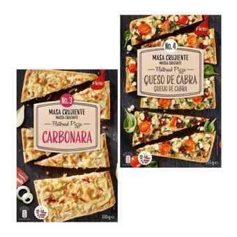 ALDI Pizza de queijo de cabra/ carbonara promoção