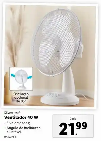 Lidl Ventilador de mesa silvercrest promoção