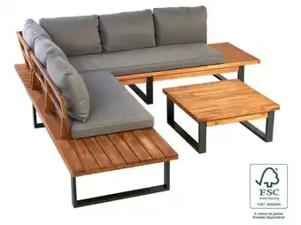 Auchan Conjunto sofás garden star com mesa madeira fsc 3pcs lima promoção