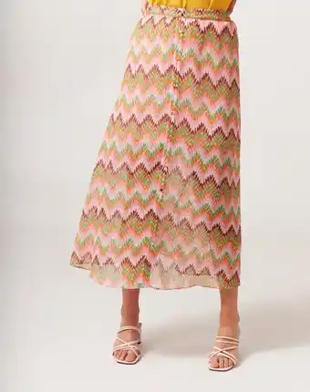 Naf Naf Falda larga estampada color rosa promoção