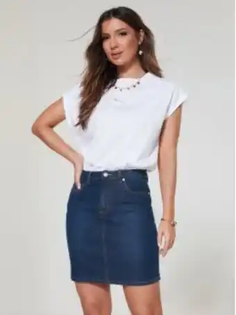 Saia de ganga denim extensível