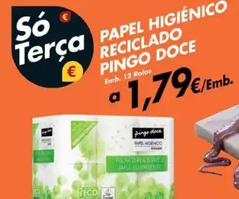Pingo Doce PAPEL HIGIÉNICO RECICLADO PINGO DOCE Emb. 12 Rolos promoção
