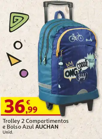 Trolley 2 Compartimentos e Bolso Azul AUCHAN