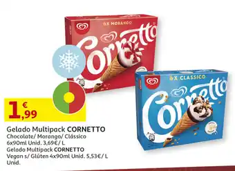 Auchan Gelado Multipack CORNETTO 6x90ml promoção