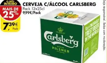 Pingo Doce CERVEJA C/ÁLCOOL CARLSBERG MAIS DE Pack 12x25cl promoção