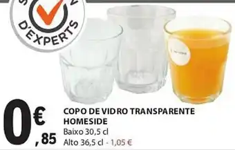 E.Leclerc COPO DE VIDRO TRANSPARENTE HOMESIDE promoção