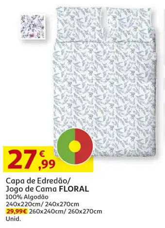 Auchan Capa de Edredão/Jogo de Cama FLORAL 240x220cm/240x270cm promoção