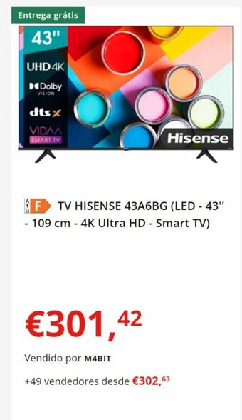 Worten TV HISENSE 43A6BG (LED - 43" - 109 cm - 4K Ultra HD - Smart TV) promoção
