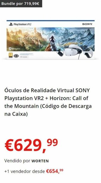 Óculos de Realidade Virtual SONY Playstation VR2 + Horizon: Call of the Mountain (Código de Descarga na Caixa)