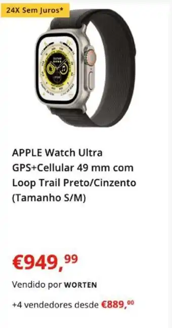 APPLE Watch Ultra GPS+ Cellular 49 mm com Loop Trail Preto/Cinzento (Tamanho S/M)