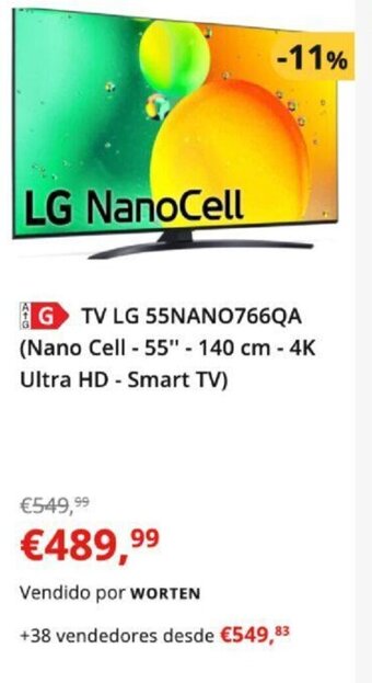 Worten TV LG 55NANO766QA (Nano Cell - 55" - 140 cm - 4K Ultra HD - Smart TV) promoção