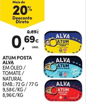 Continente Atum Posta Alva 72g/77g promoção