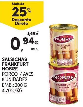 Continente Salsichas Frankfurt Nobre 200g promoção