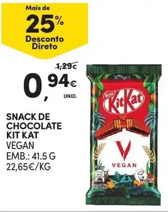 Continente Snack de Chocolate Kit Kat Vegan 41.5g promoção
