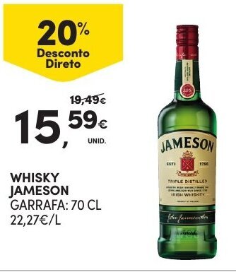 Continente Whisky Jameson 70cl promoção