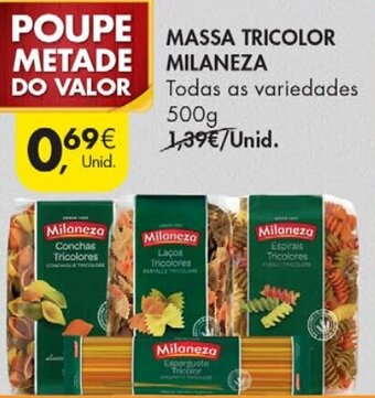 Pingo Doce Massa Tricolor Milaneza 500g promoção